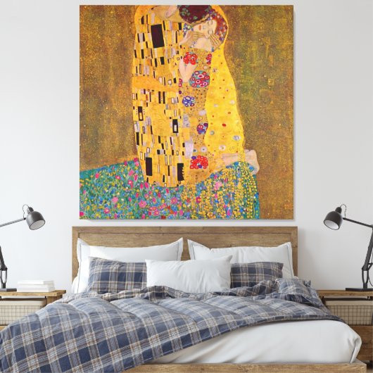 De kus van Klimt Canvas Afdruk (Insitu (Slaapkamer))