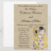 De kus van Klimt Creamy Sand Wedding Invitation Kaart (Voorkant / Achterkant)