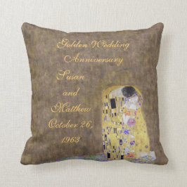 De kus van Klimt Golden Wedding Jubileum Custo Kussen