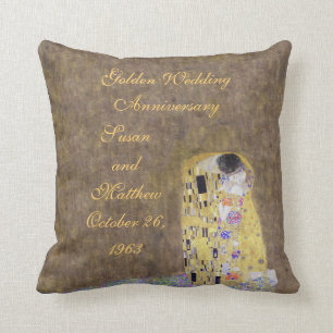 De kus van Klimt Golden Wedding Jubileum Custo Kussen