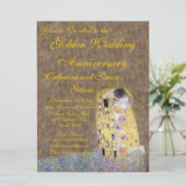 De Kus van Klimt Gouden Bruiloft Uitnodiging (Staand voorkant)