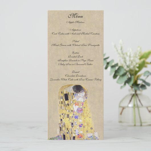 De kus van Klimt Wedding Creamy Sand Menu (Staand voorkant)