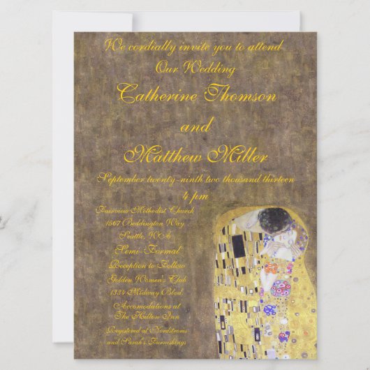De kus van Klimt Wedding Invitation Art Nouveau Kaart (Voorkant)