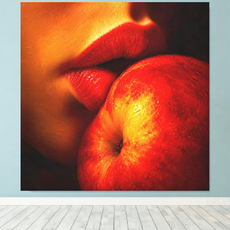 De kus van nectarine – Een intieme portret Canvas Afdruk