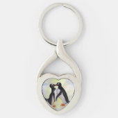 De kus van Penguins Swirl Metal Sleutelhanger (Voorkant)
