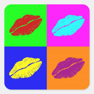 De kussenstickers van de lippenstift vierkante sticker