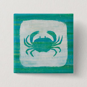 De kust Krab Aqua van   Vierkante Button 5,1 Cm