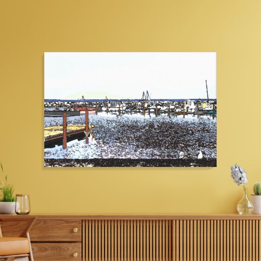 De kust, Marseillan Zuid-Frankrijk Canvas Afdruk (Insitu (Woonkamer))
