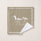 De kust Strandloper Taupe van Stripes& van het Bad Handdoek (Wasdoekje)