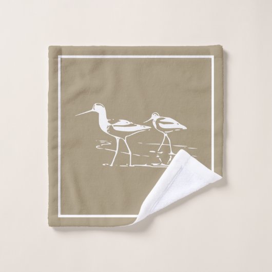 De kust Strandloper Taupe van Stripes& van het Bad Handdoek (Wasdoekje)