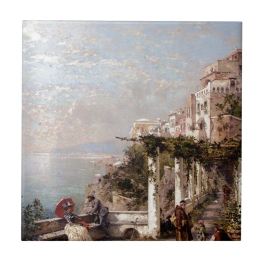 De kust van Amalfi door Franz Richard Unterberger Tegeltje (Voorkant)