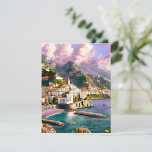 De kust van Amalfi is een van de mooiste Feestdagenkaart (Staand voorkant)
