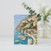 De kust van Amalfi is een van de mooiste Feestdagenkaart (Staand voorkant)