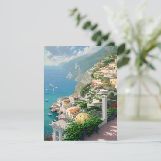 De kust van Amalfi is een van de mooiste Feestdagenkaart (Staand voorkant)