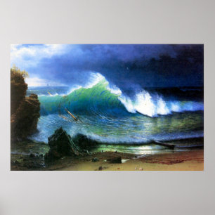 De kust van het zee Turquoise door Bierstadt Poster
