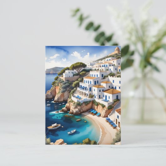 De kust van Ibiza is de thuisbasis van vele pracht Feestdagenkaart (Staand voorkant)