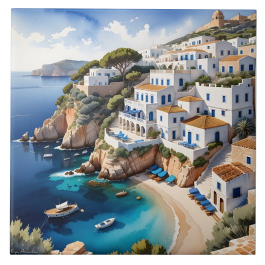 De kust van Ibiza is de thuisbasis van vele pracht Tegeltje (Voorkant)