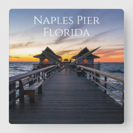 De kust van Napels Pier florida Vierkante Klok