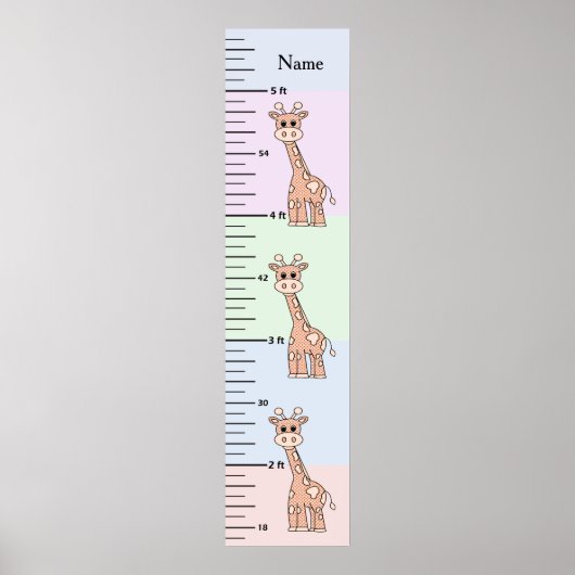 De Kute Grafiek van de Groei van de Giraffe voegt  Poster (Voorkant)