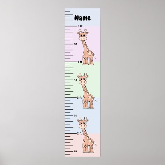 De Kute Grafiek van de Groei van de Giraffe voegt  Poster (Voorkant)