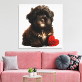 De Kutste Valentijn, Chocolate Havanese Puppy Canvas Afdruk (Insitu (Woonkamer))