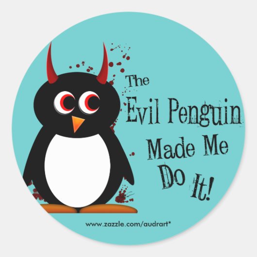 De kwaadaardige pinguïn liet me het doen Stickers (Voorkant)