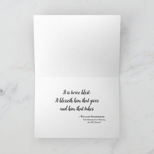 De kwaliteit van de barmhartigheid bedankkaart (Binnen)