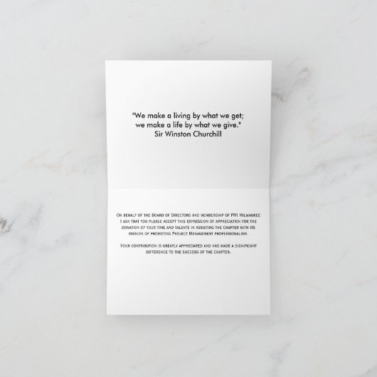 De Kwaliteit van de Druk van het Logo van PMI, Bedankkaart (Binnen)