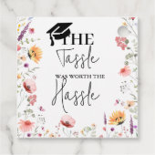 De kwastje waard het gedoe Wildflower Afstuderen Bedankjes Labels (Achterkant)