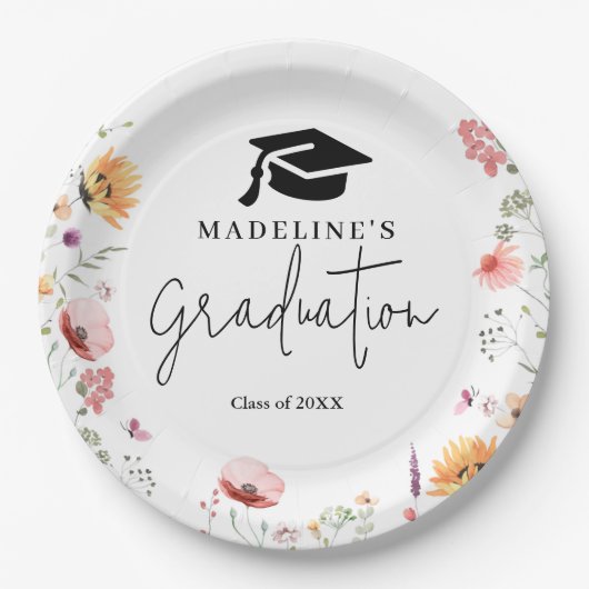 De kwastje waard het gedoe Wildflower Afstuderen Papieren Bordje (Voorkant)