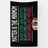 DE KWESTIE IS HET MINIMUM, ZWARTE LEVENS ZIJN ERG. SPANDOEK (Verticaal)