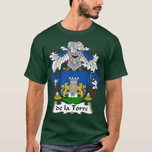 De la Torre Coat of Arms Family Crest T-shirt (Voorkant)