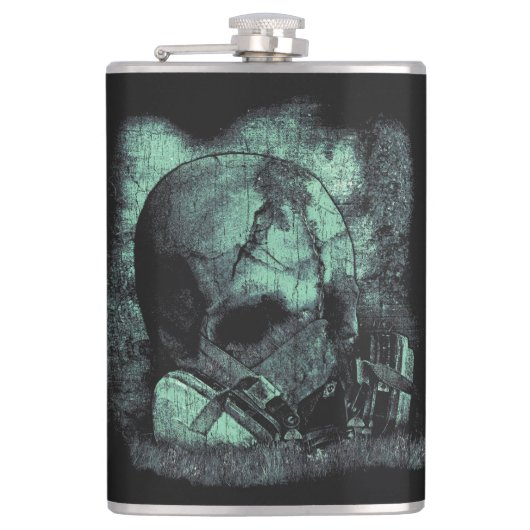 De laatste adem - Techno-Dystopian Streetwear Heupfles (Voorkant)