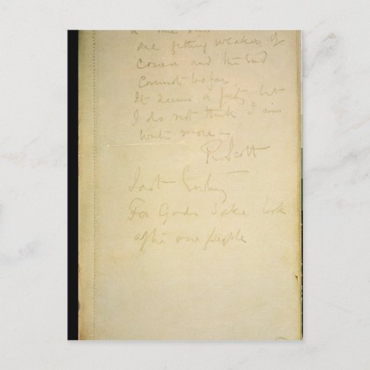 De laatste bladzijde van zijn dagboek, Antarctica Briefkaart (Voorkant)