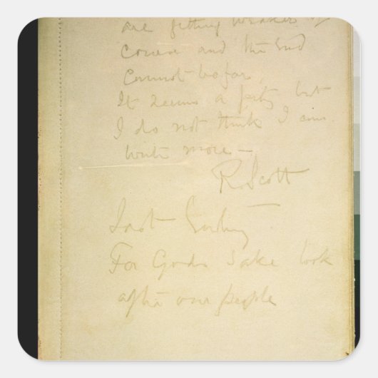 De laatste bladzijde van zijn dagboek, Antarctica Vierkante Sticker (Voorkant)