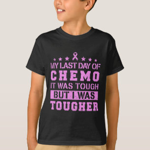 De laatste dag van de chemo was zwaar, maar ik was t-shirt