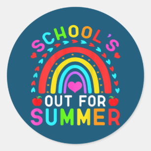 De laatste dag van de schoolschool uitzetten voor  ronde sticker