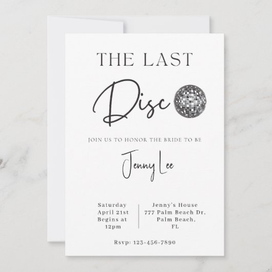 De laatste Disco Bridal Bachelorette uitnodiging (Voorkant)