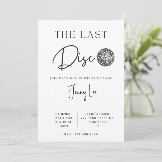 De laatste Disco Bridal Bachelorette uitnodiging (Staand voorkant)
