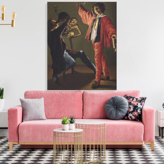 De laatste druppel bier voordat het feest eindigt canvas afdruk (Insitu (Woonkamer))