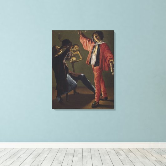 De laatste druppel bier voordat het feest eindigt canvas afdruk (Insitu (Houten vloer))