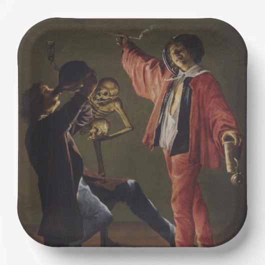 De laatste druppel bier voordat het feest eindigt papieren bordje (Voorkant)