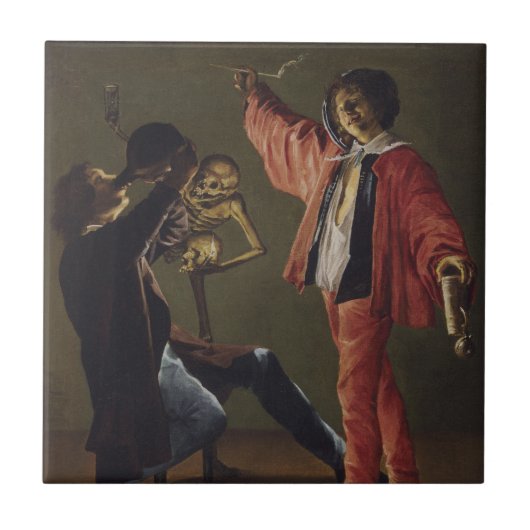 De laatste druppel bier voordat het feest eindigt tegeltje (Voorkant)