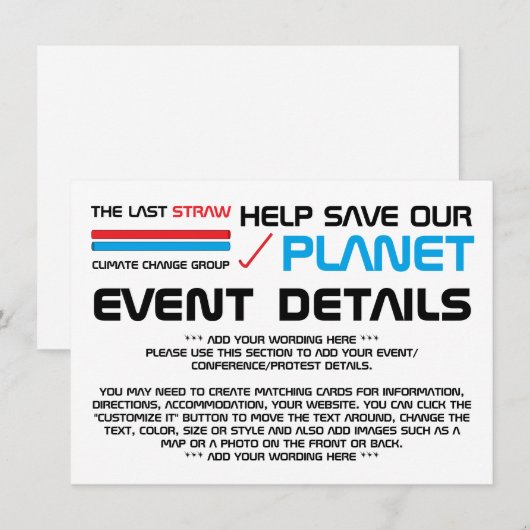 De laatste druppel, het klimaatveranderingsdetail informatiekaartje (Voorkant / Achterkant)