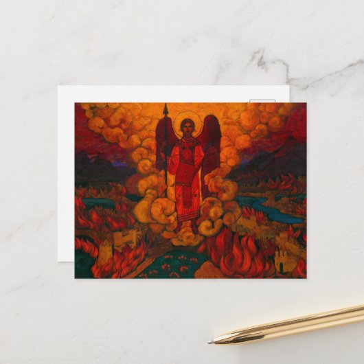 De laatste engel van Nicholas Roerich Feestdagenkaart (Voorkant / Achterkant in situ)