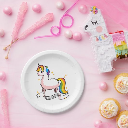 De laatste llamacorn papieren bordje (Feest)