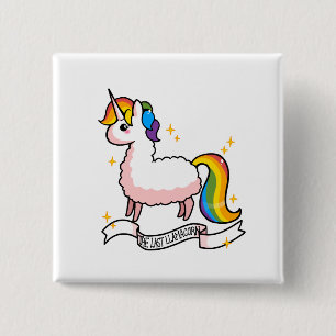 De laatste llamacorn vierkante button 5,1 cm