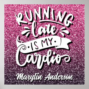 DE LAATSTE LOOP IS MIJN CARDIO GLITTER-TYPOGRAFIE POSTER