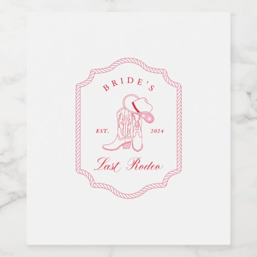 De laatste Rodeo Bachelorette Wijn Etiket (Enkel label)