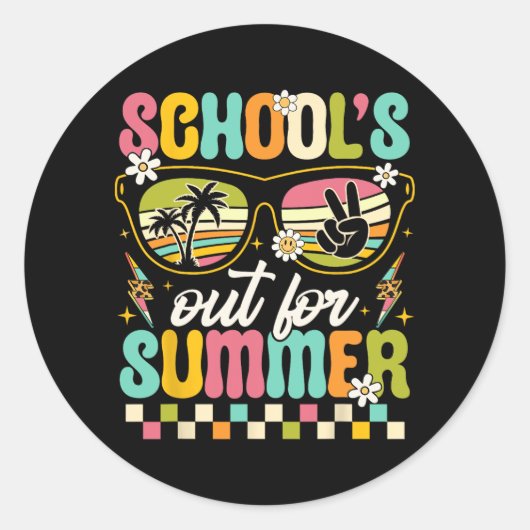 De laatste schooldag is uit voor Summer Teacher Bo Ronde Sticker (Voorkant)